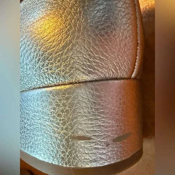 Dune London Bracket Gold Leather Block Heel Pumps 39 US 8.5 Wide - Picture 11 of 12